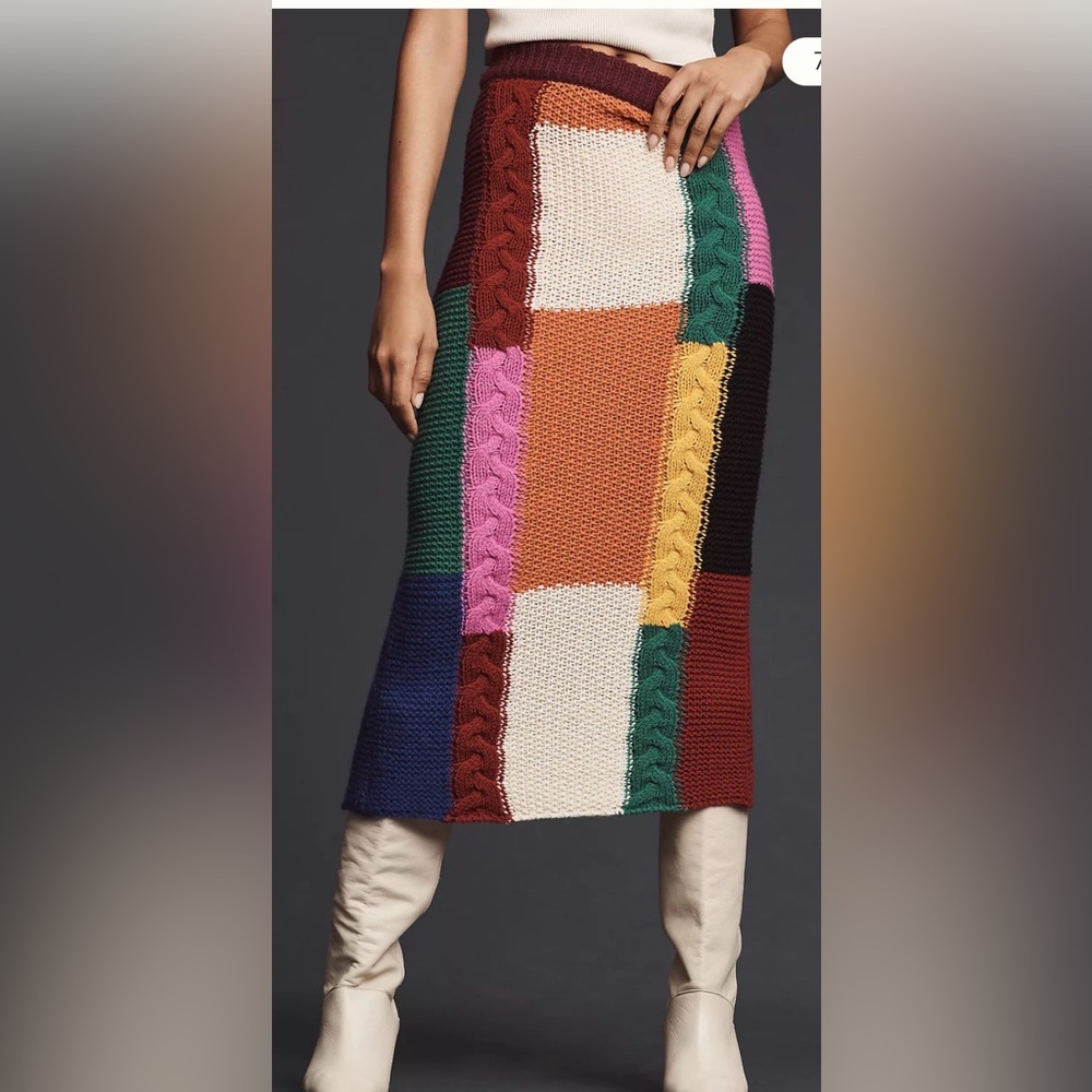 RHODE Reilly Colorblock Cable Midi Skirt - Picture 2 of 9